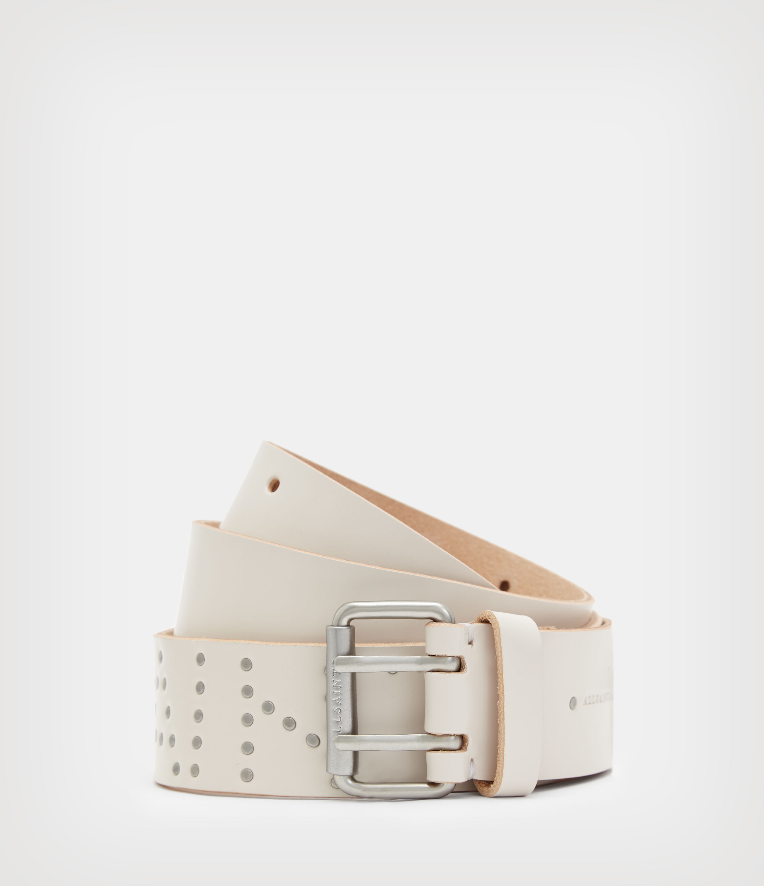 Remi AllSaints Women's Leather Belt, ROE White, Size: M