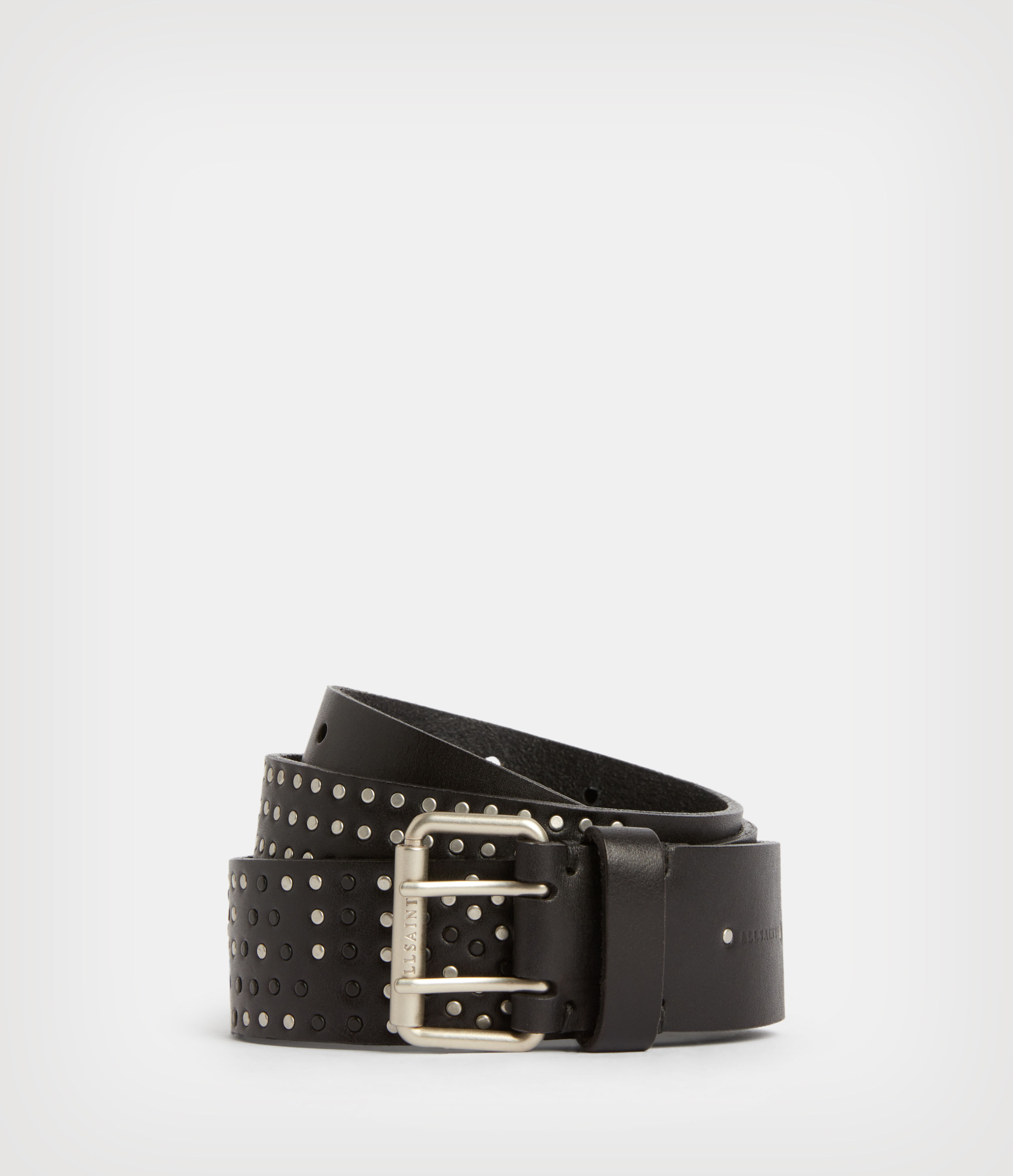 Rhonda AllSaints Women’s Leather Studded Belt, Black, Size: L