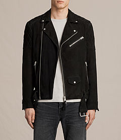 Allsaints Bonson Suede Biker Jacket In Washed Black | ModeSens