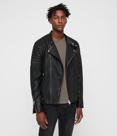 ALLSAINTS UK: Mens Conroy Leather Biker Jacket (INK NAVY)