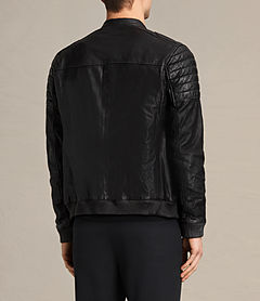 ALLSAINTS US: Mens Sanderson Leather Bomber Jacket (Black)