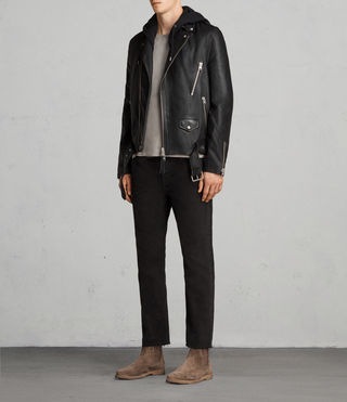 ALLSAINTS US: Mens Stens Leather Biker Jacket (Black)