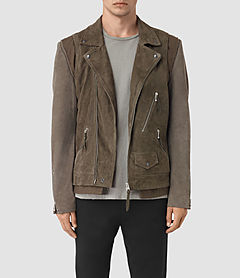 ALLSAINTS YUKU LEATHER BIKER JACKET, LIGHT SLATE GREY | ModeSens