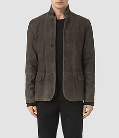 ALLSAINTS EMERSON LEATHER BLAZER, CEMENT | ModeSens