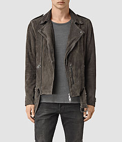 ALLSAINTS UK: Mens Survey Leather Blazer (ANTHRACITE GREY)