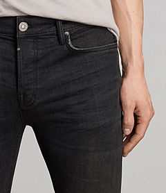 ALLSAINTS UK: Mens Print Cigarette Jeans (Black)