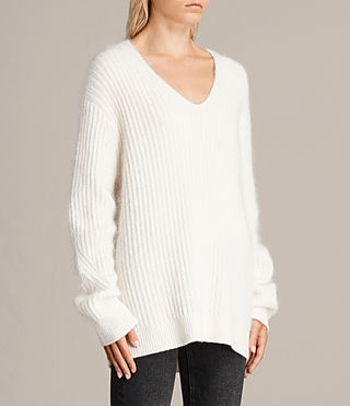 ALLSAINTS US: Womens Ade V-neck Sweater (Cream)