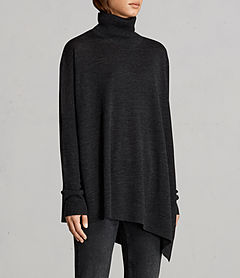 ALLSAINTS UK: Womens Iris Merino Jumper (Cinder Black Marl)