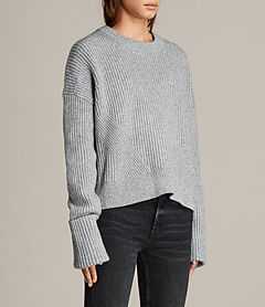 ALLSAINTS US: Womens Pierce Crew Sweater (Grey Marl)