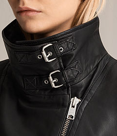 ALLSAINTS UK: Womens Bales Leather Biker Jacket (Black)