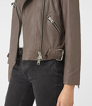 ALLSAINTS US: Womens Atkinson Leather Biker Jacket (BATTLE BROWN)