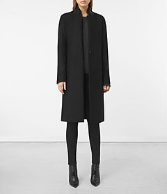 Allsaints Nehru Coat In Black | ModeSens