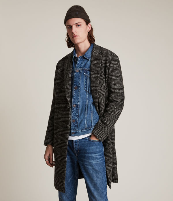 Hare Wool Blend Check Coat