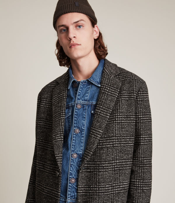 Hare Wool Blend Check Coat