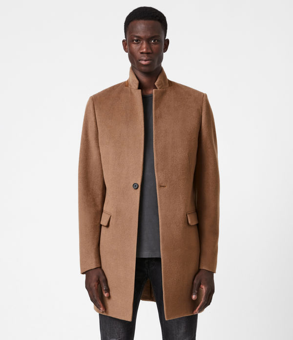 all saints camel coat