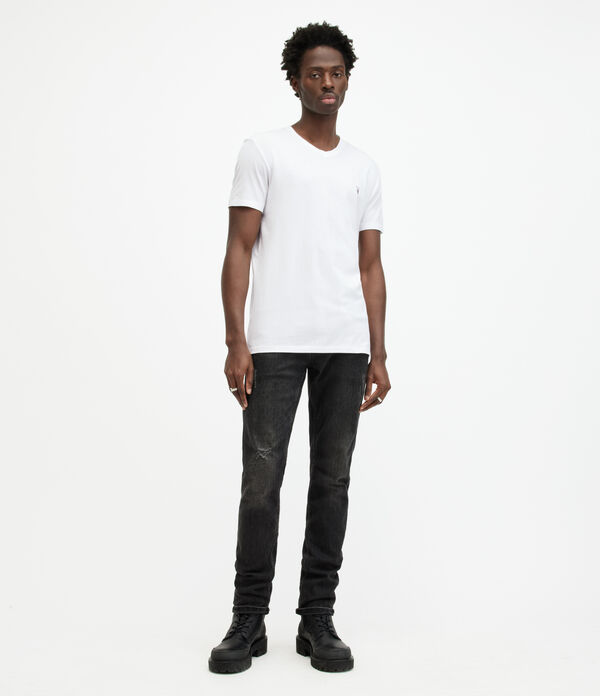 AllSaints Men's Cotton Lightweight Tonic V-Neck T-Shirt, White, Size: XS