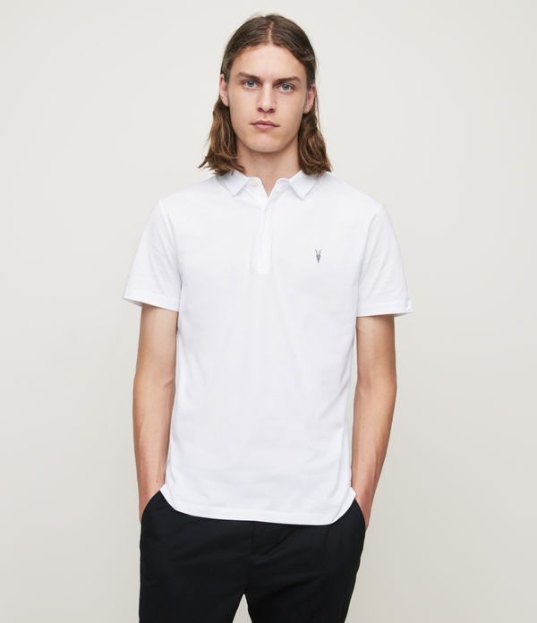 ALLSAINTS UK: Mens Mode Merino Long Sleeve Polo Shirt (black)
