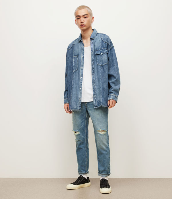 Jack Used-Look Cropped Tapered Jeans