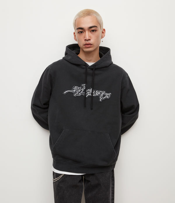 patched pullover hoodie