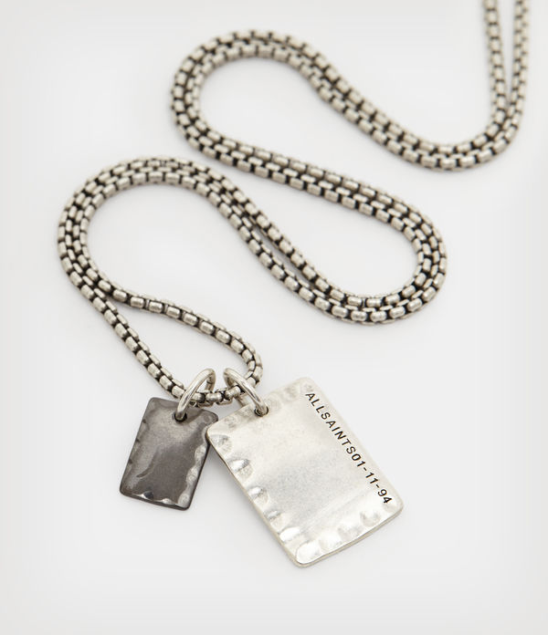 allsaints sterling silver tags necklace