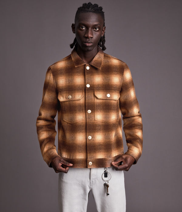 sundown wool blend check jacket