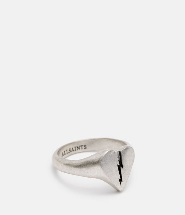 Split Heart Sterling Silver Signet Ring
