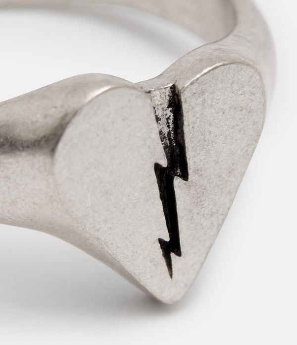 Split Heart Sterling Silver Signet Ring