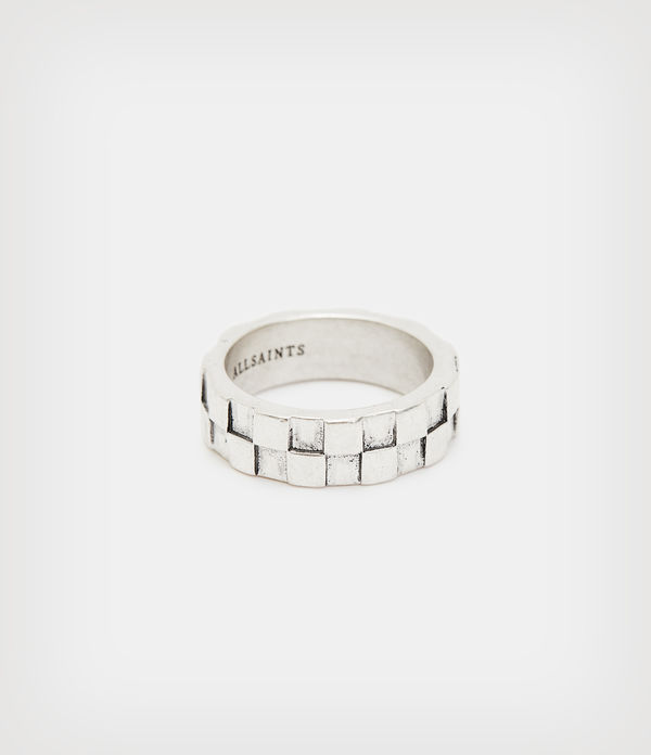 Checker Band Sterling Silver Ring