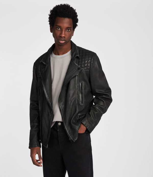 ALLSAINTS UK: Mens Jasper Leather Biker Jacket (black)