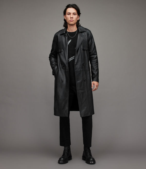 oken leather trench coat