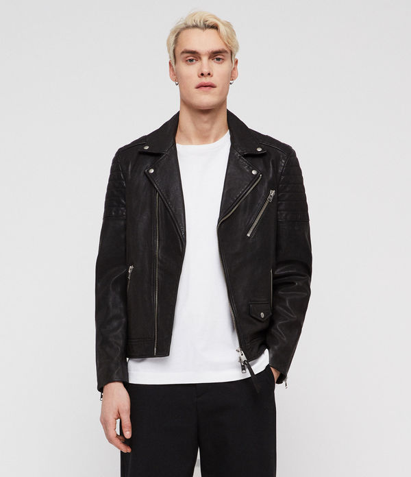ALLSAINTS UK: Mens Callahan Leather Biker Jacket (black)