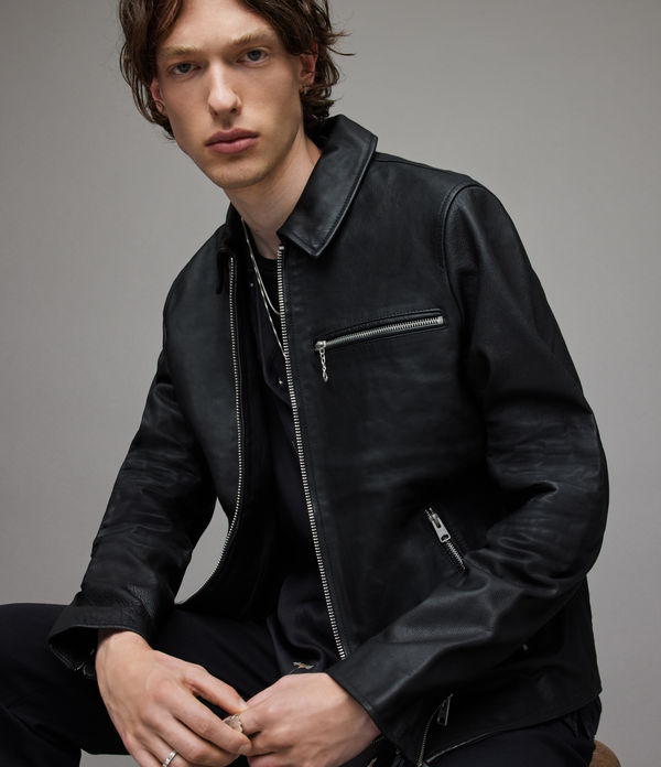 Men's Black Leather Jackets | Black Leather Coats | ALLSAINTS