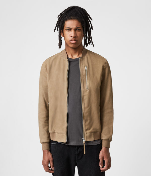 all saints abbot leather bomber jacket