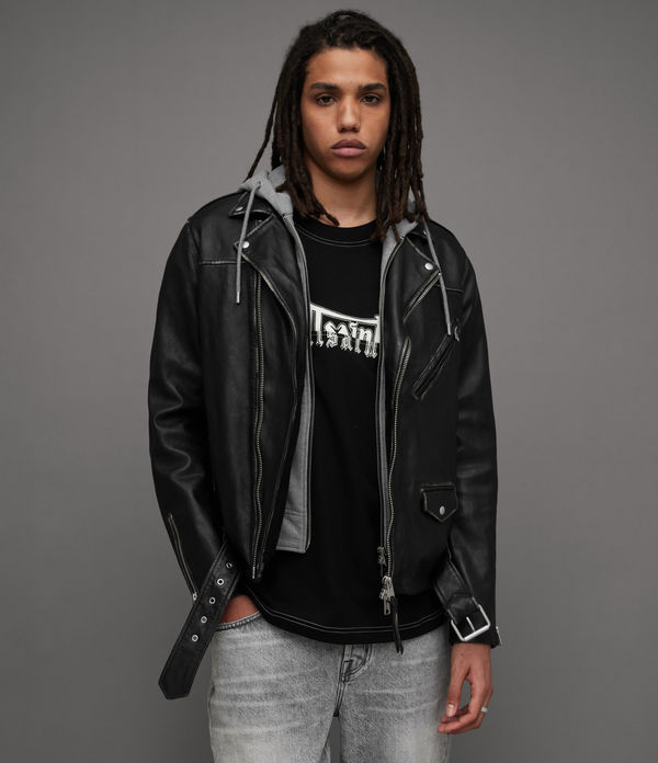 Men's Black Leather Jackets | Black Leather Coats | ALLSAINTS