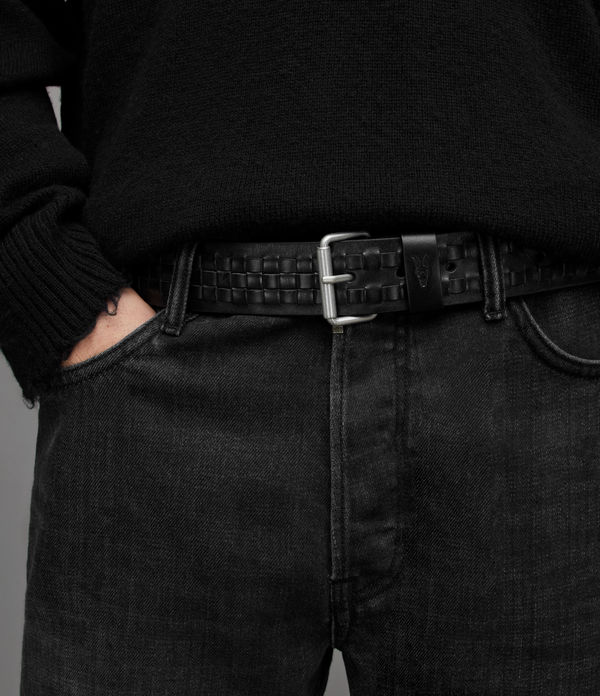 Checker Leather Woven Belt