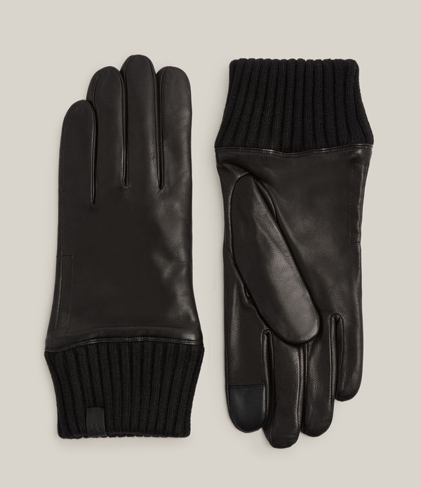 archie leather knit cuff gloves