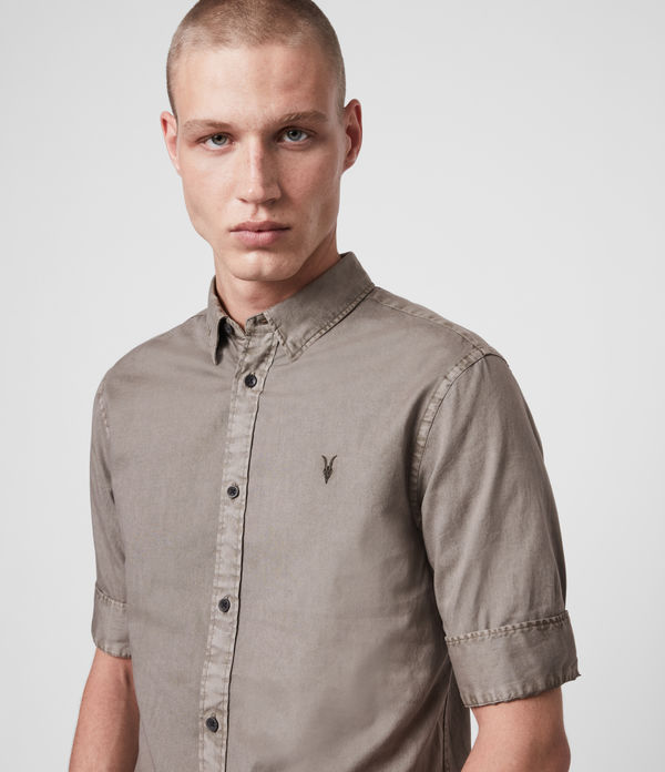 Allsaints Men's Cotton Redondo Half-sleeve Shirt In Grey