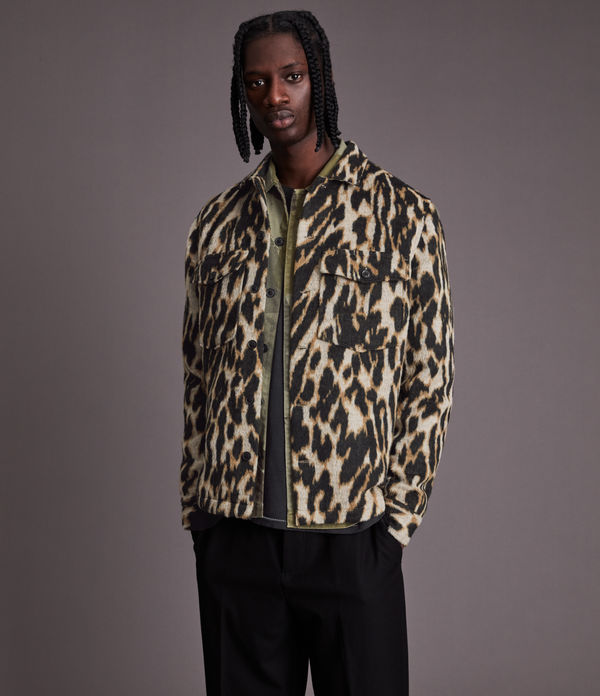Deloria Wool Blend Leopard Overshirt