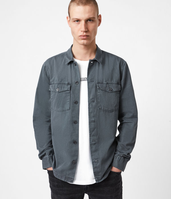 allsaints leather shirt