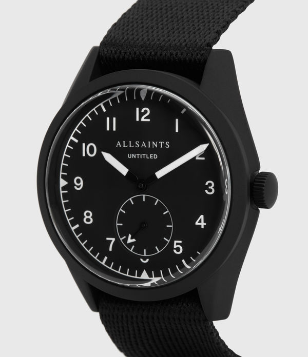 Untitled I Mattschwarze Uhr aus Edelstahl und schwarzem Nylon