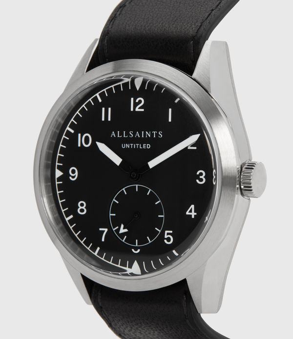 Untitled III Stainless Steel and Black Leather Watch