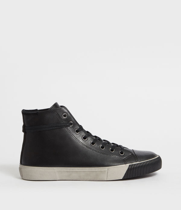 ALLSAINTS UK: Mens Blakely High Top Leather Trainers (black)