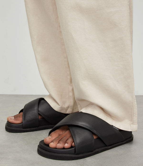 Grit Leather Crossover Sandals