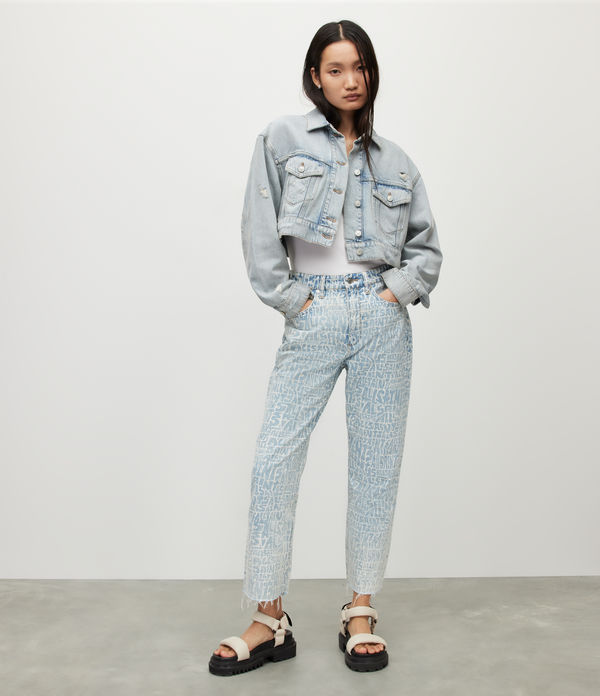 Zoey High-Rise Printed Straight Jeans