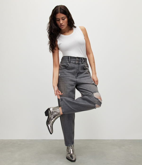 Hailey High-Rise Destroy Tapered Jeans