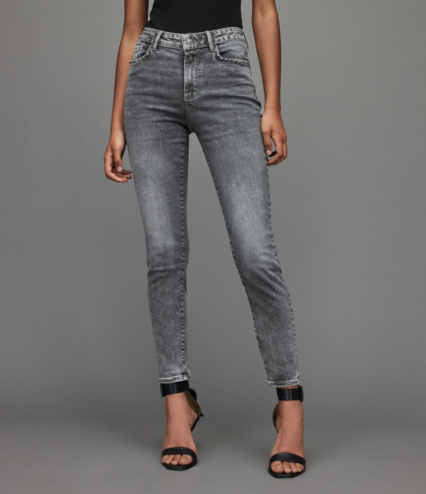 Miller Mid-Rise Studded Skinny Jeans