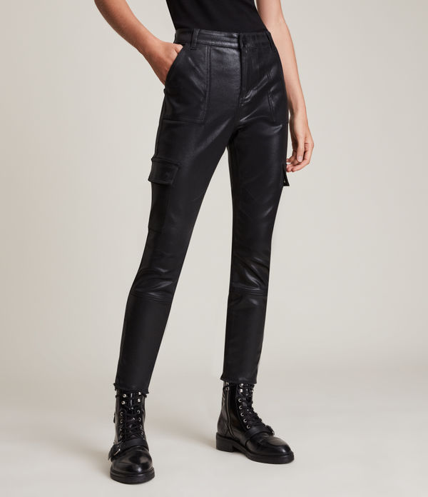 Duran Mid-Rise Coated Skinny Cargo Jeans