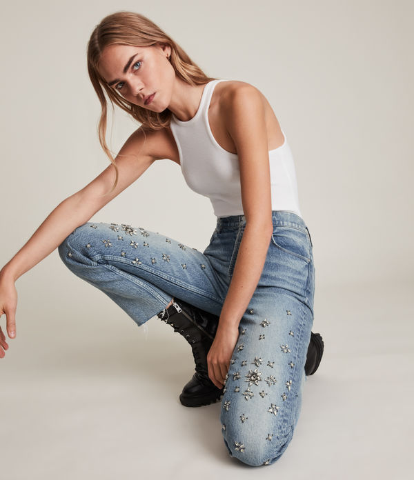 Evie High-Rise Embellished Slim Jeans