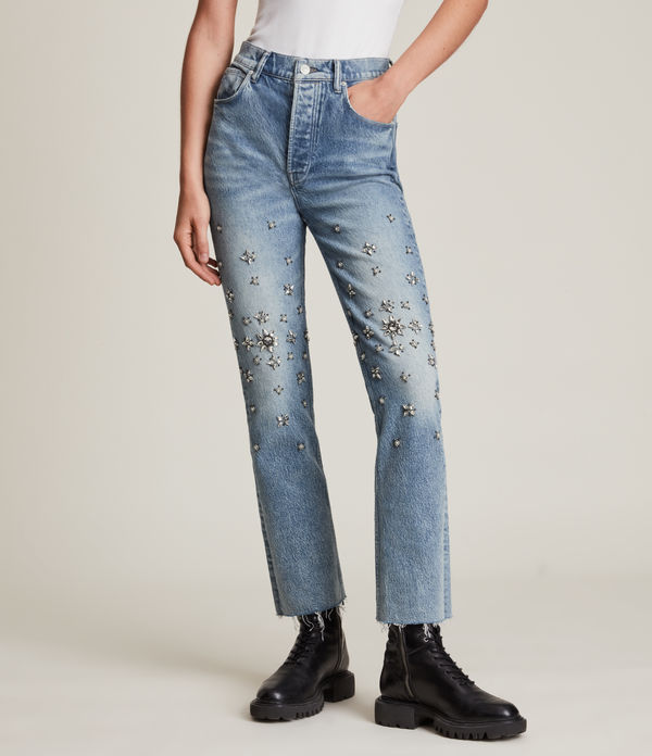 Evie High-Rise Embellished Slim Jeans