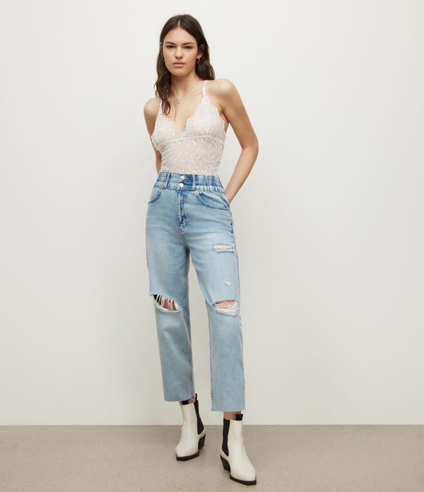 hailey high-rise straight damaged jeans